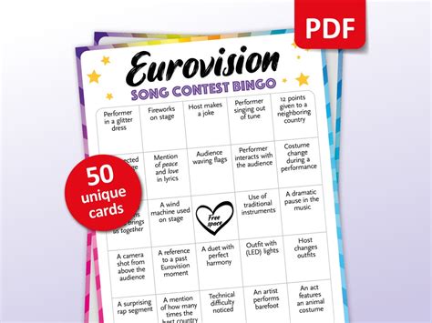 esc bingo 2024|EUROVISION! Bingo Cards to Download, Print and .